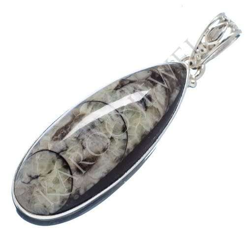 Sterling silver pendant - ORTHOCERAS (fossil)