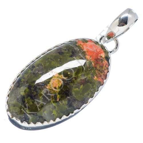Sterling silver pendant - UNAKITE