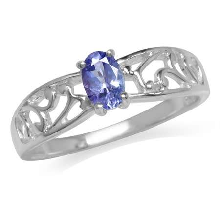 Sterling silver ring - NATURAL TANZANITE and TOPAZ - size 9 / R half