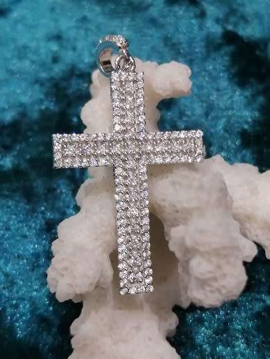 Sterling silver pendant - CUBIC ZIRCONIA cross