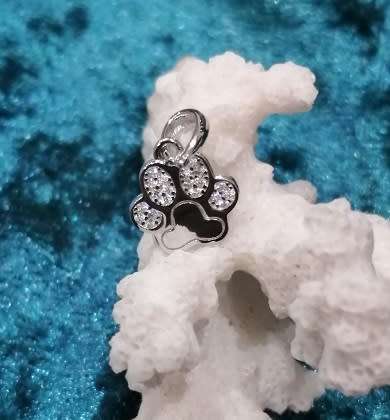 Sterling silver pendant - CUBIC ZIRCONIA paw