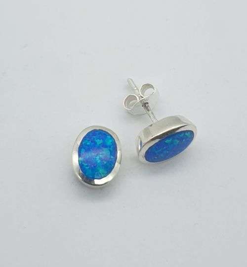 Sterling silver earrings - BLUE GILSON OPAL
