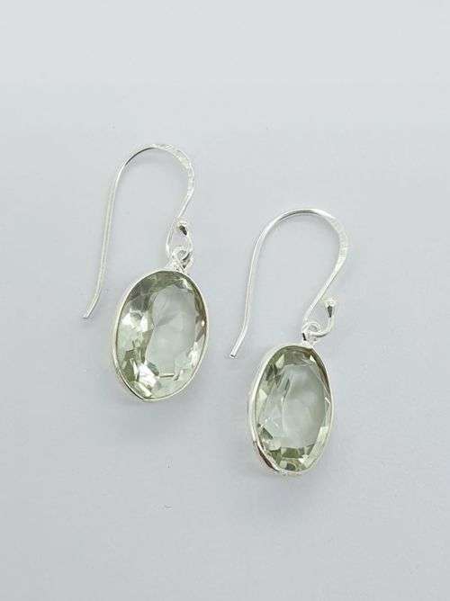 Sterling silver earrings - PRASIOLITE (GREEN AMETHYST)