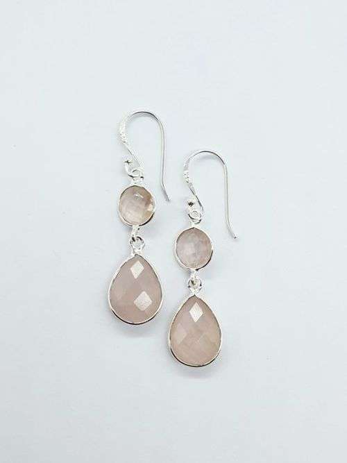 Sterling silver earrings - ROSE QUARTZ