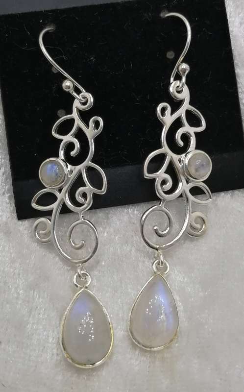 Sterling silver earrings - RAINBOW MOONSTONE