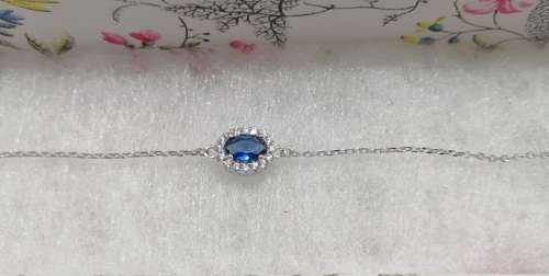 Sterling silver bracelet - CREATED SAPPHIRE with CUBIC ZIRCONIA