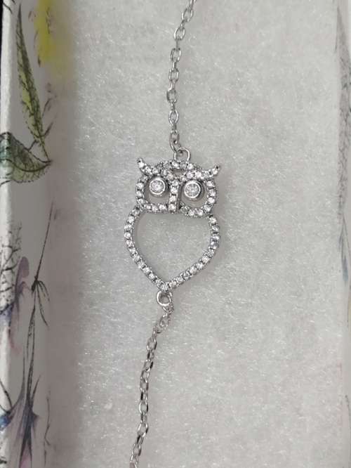 Sterling silver bracelet - CUBIC ZIRCONIA (Owl)