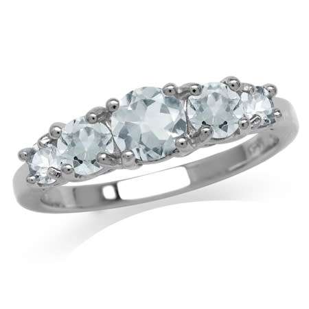 Sterling silver ring - NATURAL AQUAMARINE - size 6.5 / N