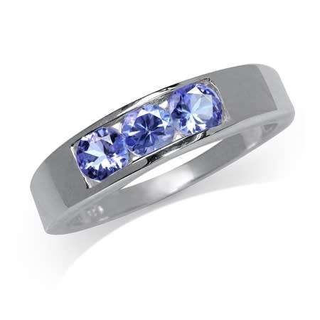 Sterling silver ring - NATURAL TANZANITE - size 8 / Q