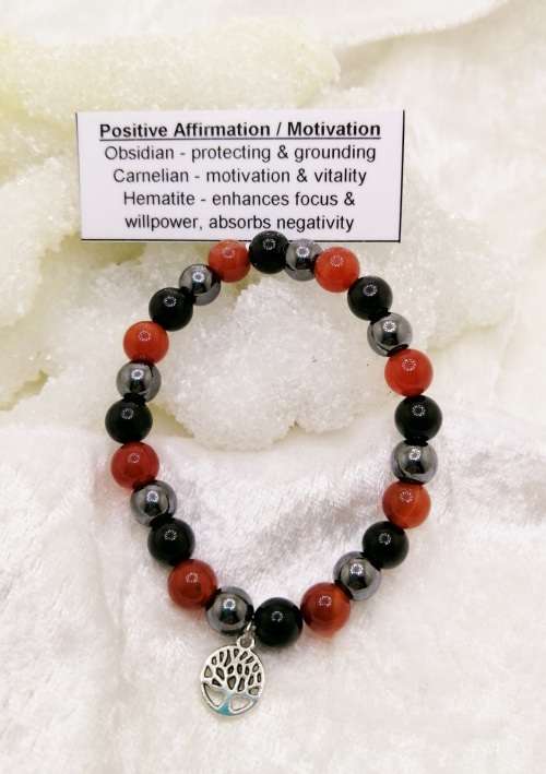 Healing Gemstone Bracelet - Positive Affirmation / Motivation (8mm)