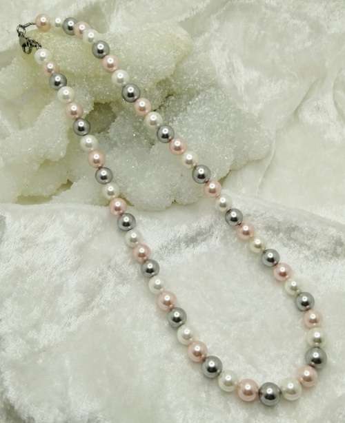 Shell Pearl Necklace with Stainless Steel finishings - ROSE (8mm)