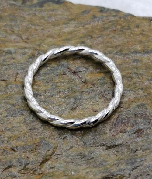 Sterling silver ring - ROPE BAND - size 7.5 / P
