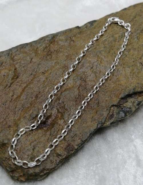 26cm Sterling Silver OVAL ROLO anklet (2.9mm)