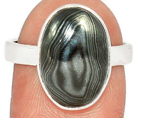 Sterling silver ring - PSILOMELANE (size 9 / R half)