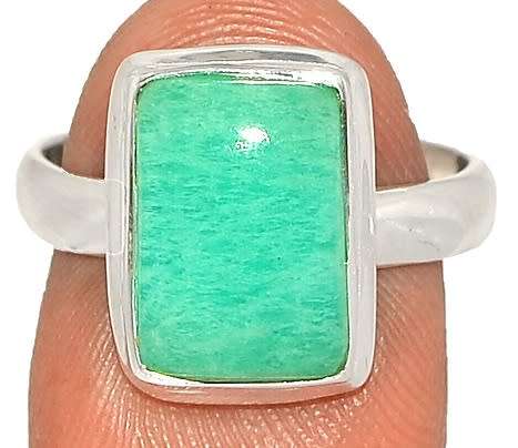 Sterling silver ring - AMAZONITE (size 8.5 / Q half)