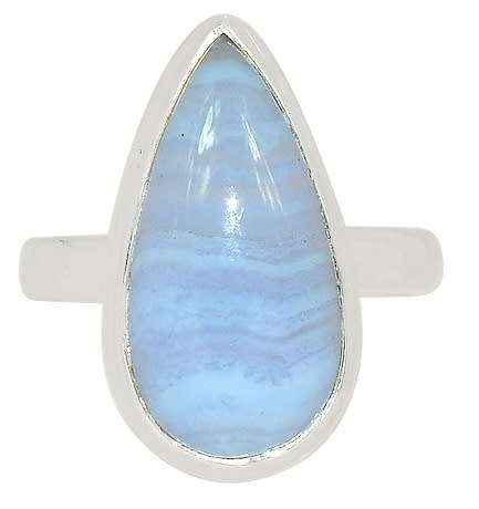 Sterling silver ring - BLUE LACE AGATE (size 8.5 / Q half)