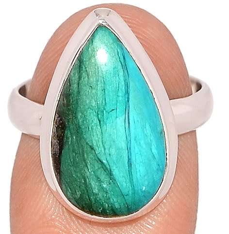 Sterling silver ring - PERUVIAN BLUE OPAL (size 8 / Q)