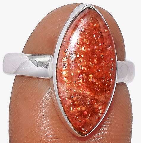 Sterling silver ring - SUNSTONE (size 7 / O)
