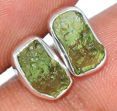 Sterling silver earrings - MOLDAVITE