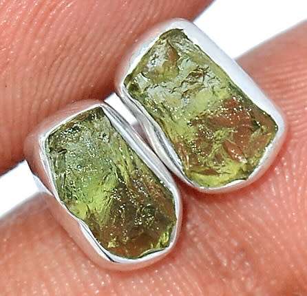 Sterling silver earrings - MOLDAVITE