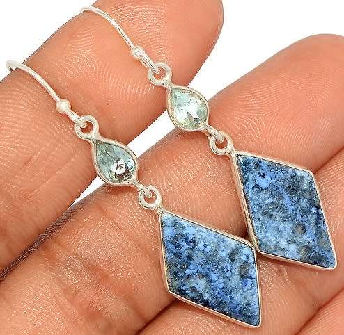 Sterling silver earrings - RHODUSITE AND BLUE TOPAZ