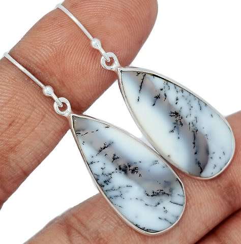 Sterling silver earrings - DENDRITIC OPAL / AGATE