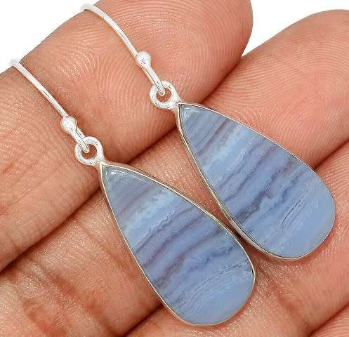 Sterling silver earrings - BLUE LACE AGATE