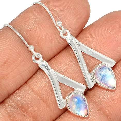 Sterling silver earrings - RAINBOW MOONSTONE