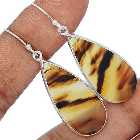 Sterling silver earrings - YELLOWSTONE RIVER MONTANA AGATE