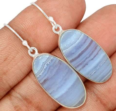 Sterling silver earrings - BLUE LACE AGATE