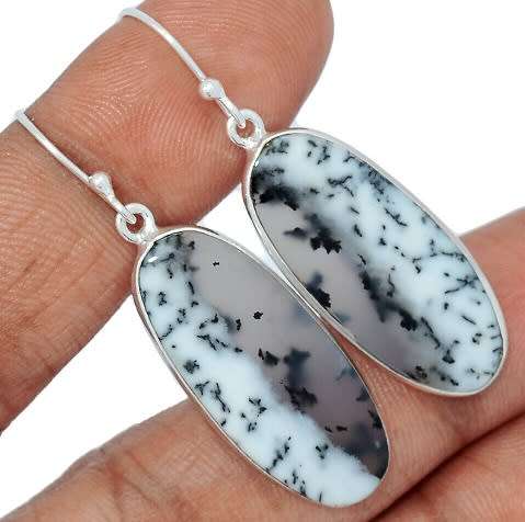 Sterling silver earrings - DENDRITIC OPAL / AGATE