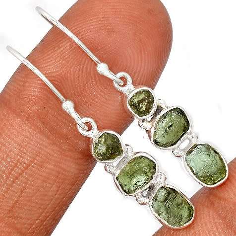 Sterling silver earrings - MOLDAVITE