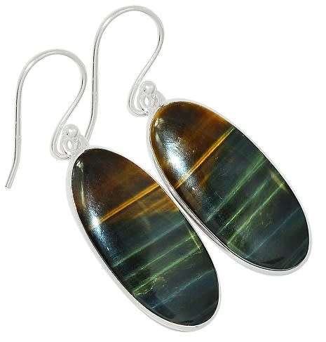 Sterling silver earrings - MIXED TIGER EYE