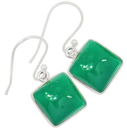 Sterling silver earrings - GREEN ONYX