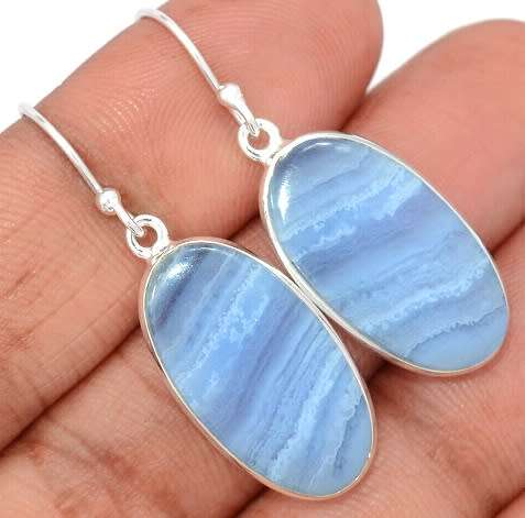 Sterling silver earrings - BLUE LACE AGATE