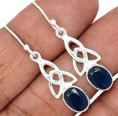 Sterling silver earrings - TREATED SAPPHIRE