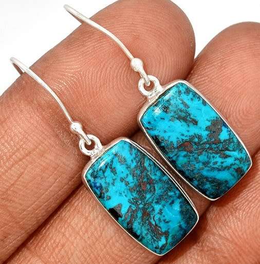 Sterling silver earrings - CHRYSOCOLLA (TURQUOISE)