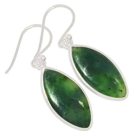 Sterling silver earrings - NEPHRITE JADE