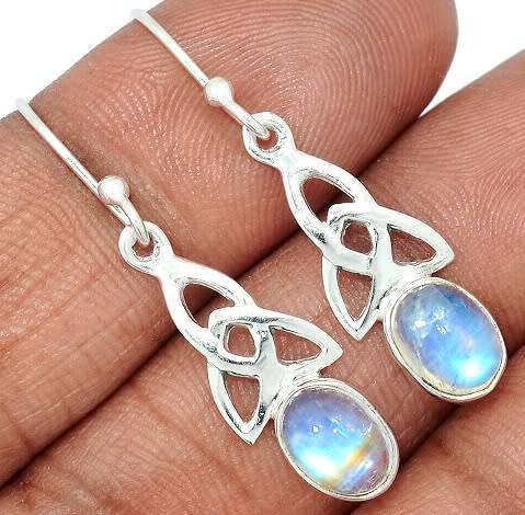 Sterling silver earrings - RAINBOW MOONSTONE