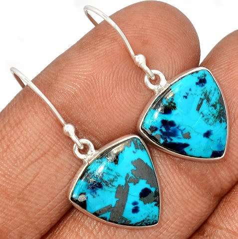 Sterling silver earrings - CHRYSOCOLLA (TURQUOISE)