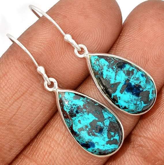 Sterling silver earrings - CHRYSOCOLLA (TURQUOISE)