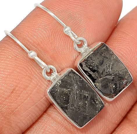 Sterling silver earrings - SHUNGITE