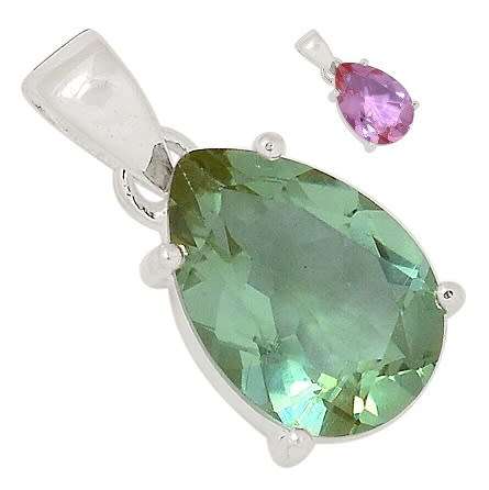 Sterling silver pendant - CREATED ALEXANDRITE