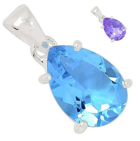 Sterling silver pendant - CREATED ALEXANDRITE