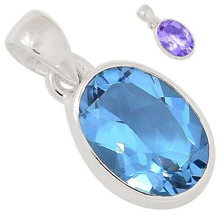 Sterling silver pendant - CREATED ALEXANDRITE