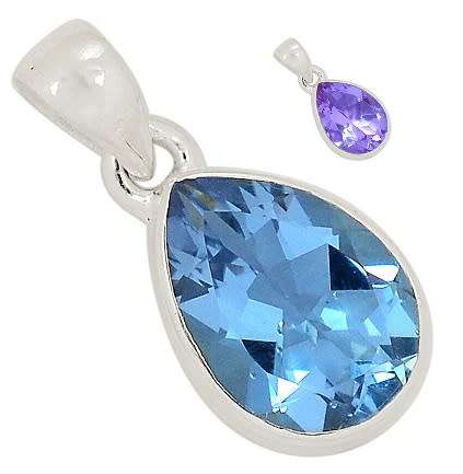 Sterling silver pendant - CREATED ALEXANDRITE