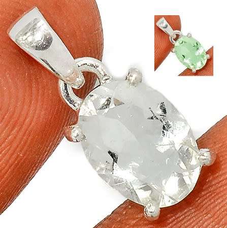 Sterling silver pendant - HYALITE OPAL (UV colour change) - extremely rare!