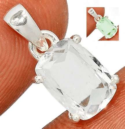 Sterling silver pendant - HYALITE OPAL (UV colour change) - extremely rare!