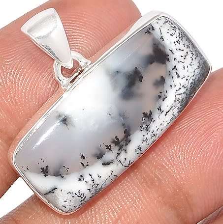 Sterling silver pendant - DENDRITIC OPAL / AGATE