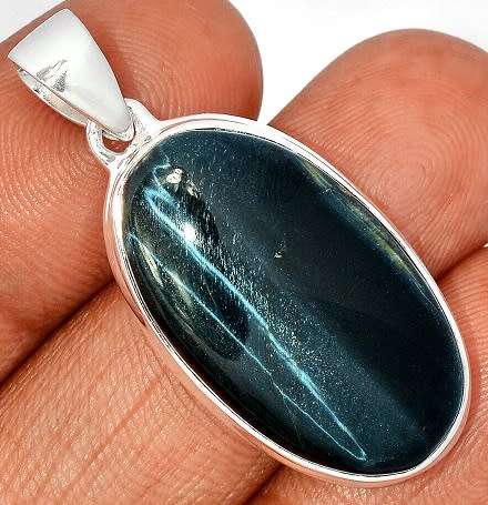 Sterling silver pendant - BLUE TIGER EYE